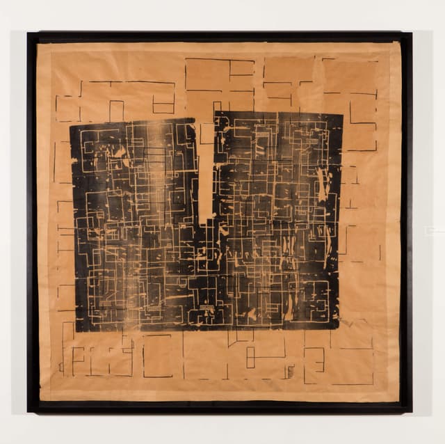 Chronology | Photocopy transfer, acrylic, on paper, 50 x 51 inches framed