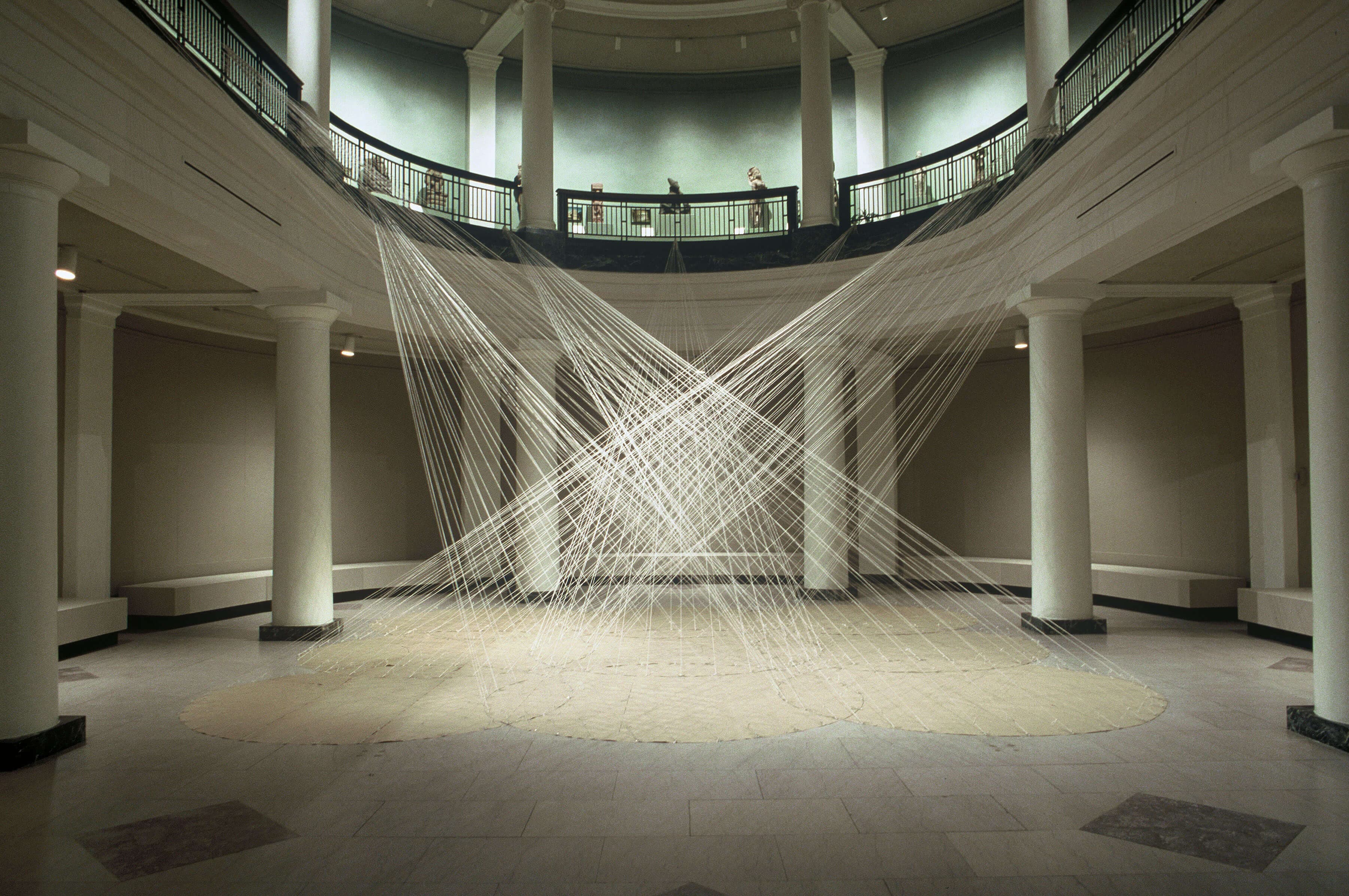 Transparent Opaque, 2000, University of Michigan Museum of Art String, paper, packing tape, velcro, 27 x 27 x 20 feet