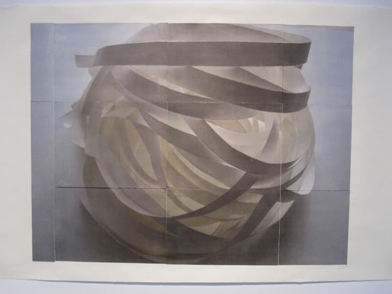 Luminous Sphere #1 | photocopy transfer, acrylic, 40 x 26 inches, 2011