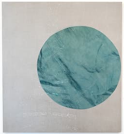Turquoise Planet April 2021, 2024, acrylic on linen, 48h x 44w inches