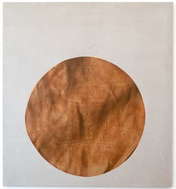 Orange Planet March 2021, 2024, acrylic on linen, 48h x 44w inches